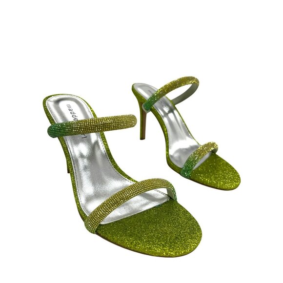 Steve Madden Girl Green Glitter Strap Stiletto Heel Sandals 7M NEW - Picture 1 of 6